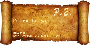 Priher Erika névjegykártya